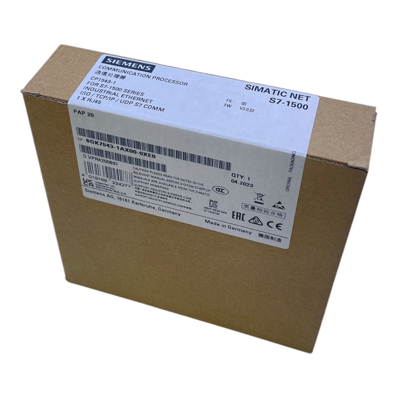Siemens 6GK7543-1AX00-0XE0 Communication Processor for Industrialist Insert
