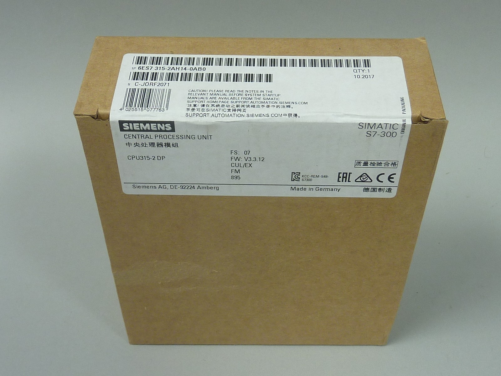New Siemens 6ES7315-2AH14-0AB0 [24 Months Warranty]