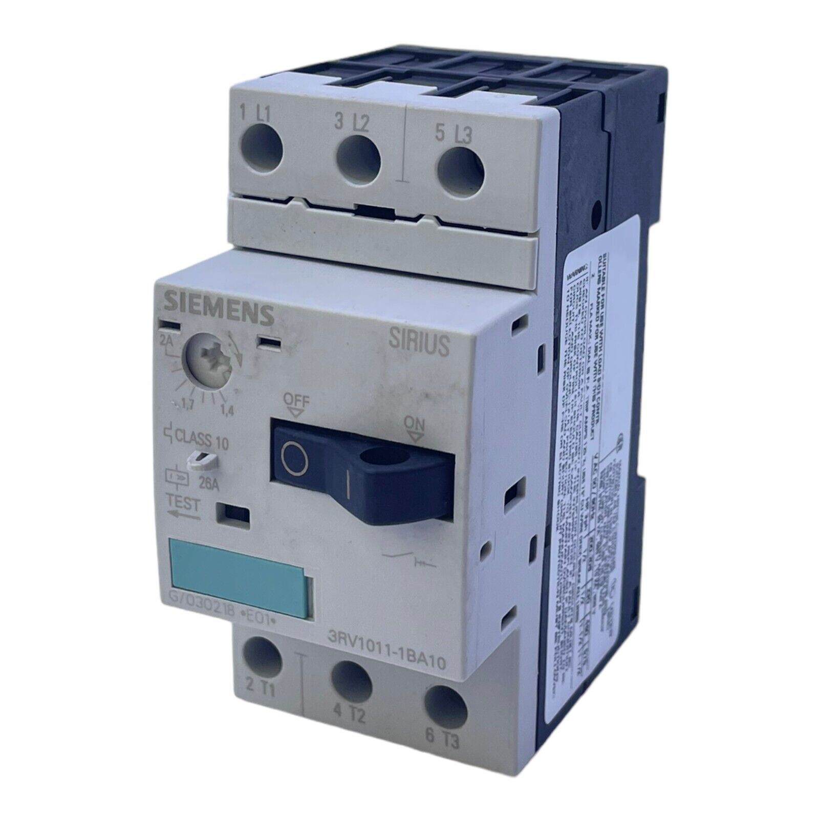 Siemens 3RV1011-1BA10 Interrupteur de Protection Du Moteur 1,4→ 2A Sirius