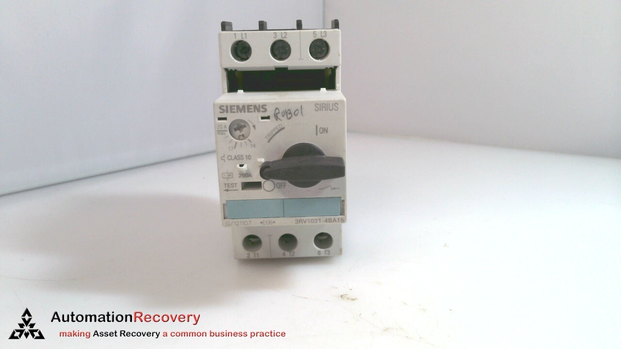 SIEMENS 3RV1021-4BA15, CIRCUIT BREAKER, 14-20 A, 3 POLE, 600 V, SEE DESC #329214