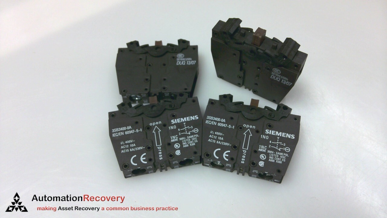 SIEMENS 3SB3400-0A, CONTACT BLOCK W/ 2 CONTACT ELEMENTS, SEE DESC #189889