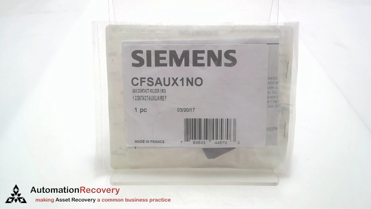 SIEMENS CFSAUX1NO, AUXILIARY CONTACT HOLDER, NEW #311978