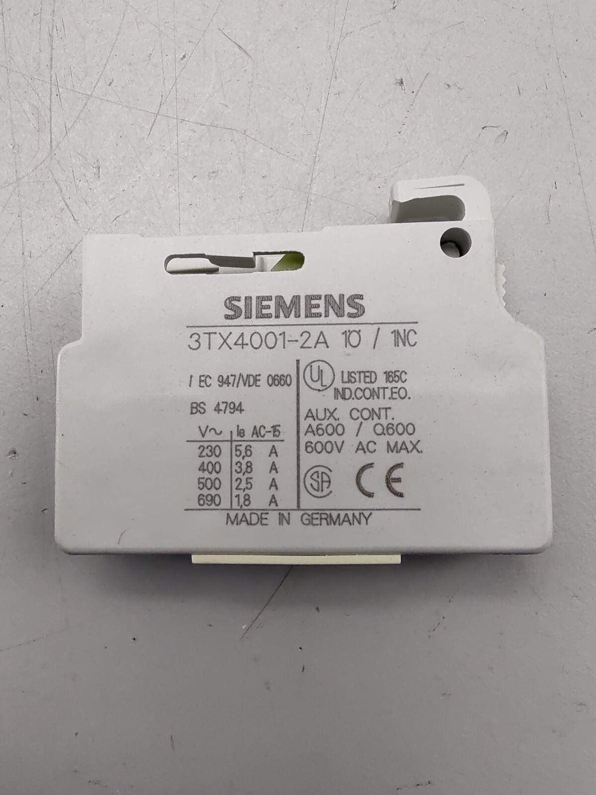 Siemens 3TX4001-2A Auxiliary Contact Block