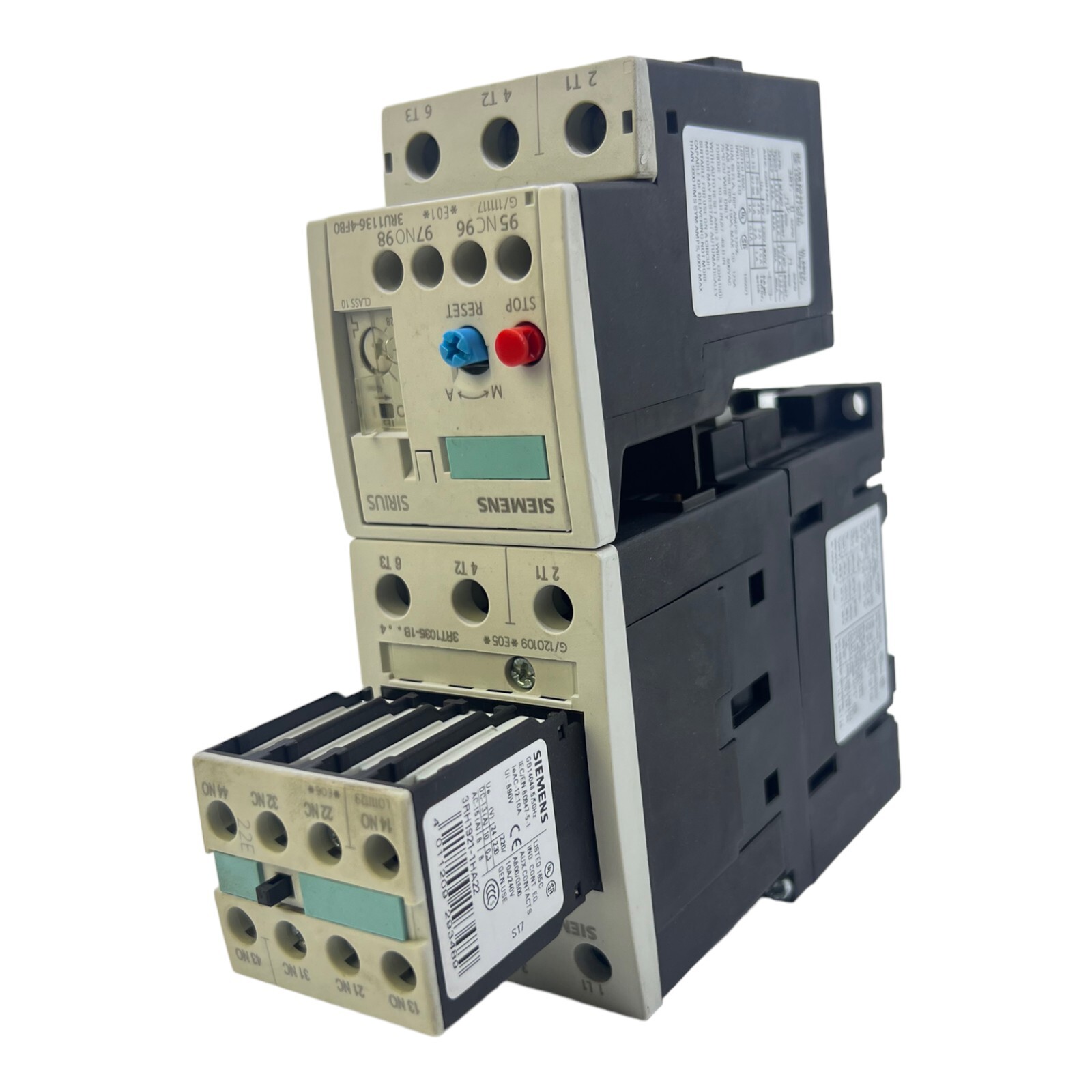 Siemens 3RT1035-1BB44 Overload Relay +3RU1136-4FB0+3RH1921-1HA22 Power Contactor