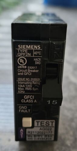 Siemens arc fault breakers 15 amp QPF2N GFCI Free S&H 
