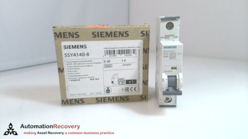 SIEMENS 5SY4140-8, CIRCUIT BREAKER, 230/400 V, 10KA, 1 POLE, D, 40A,, NE #326788