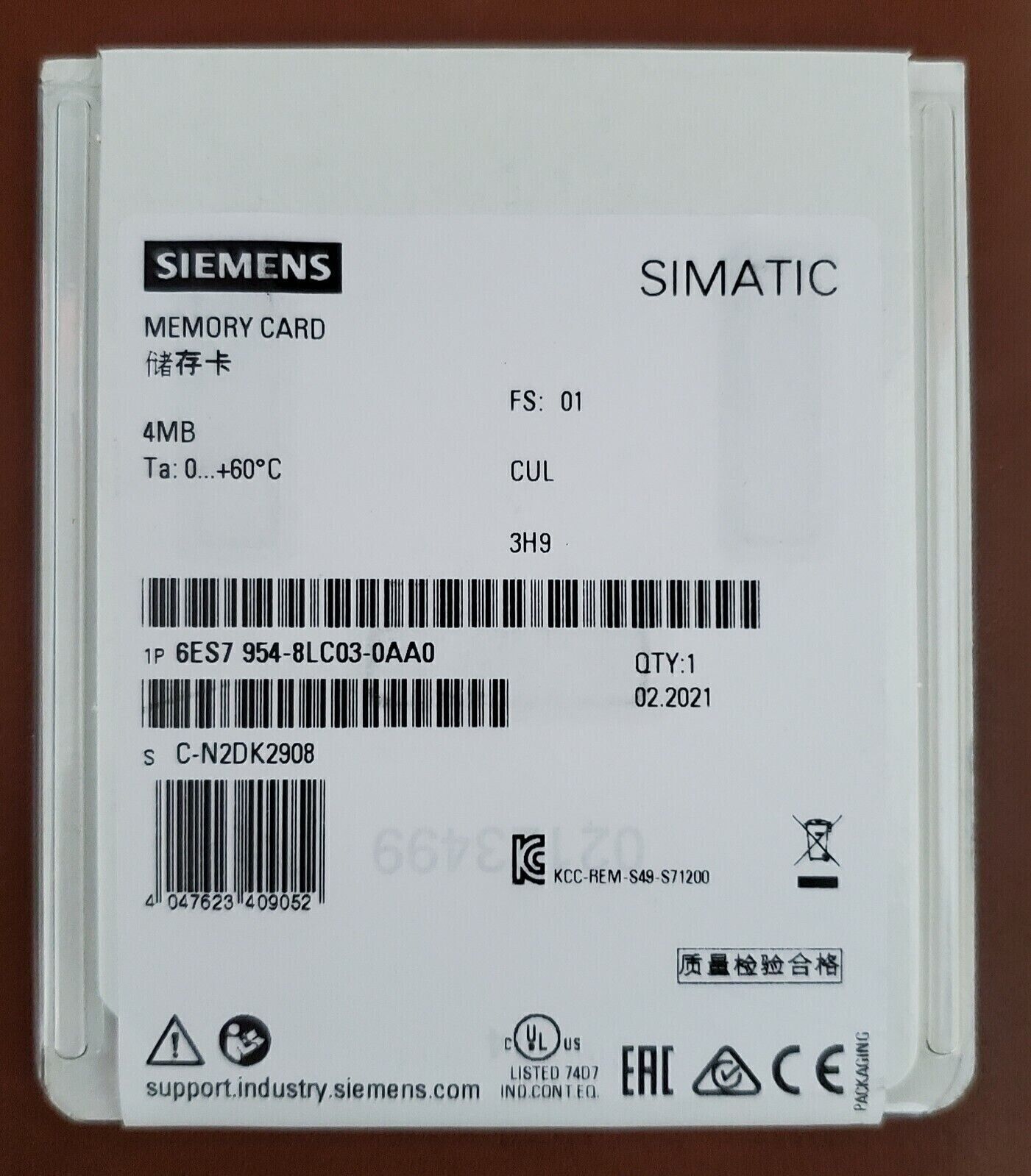 1PC NEW SEALED SIEMENS 6ES7 954-8LC03-0AA0 6ES7954-8LC03-0AA0 Memory Card