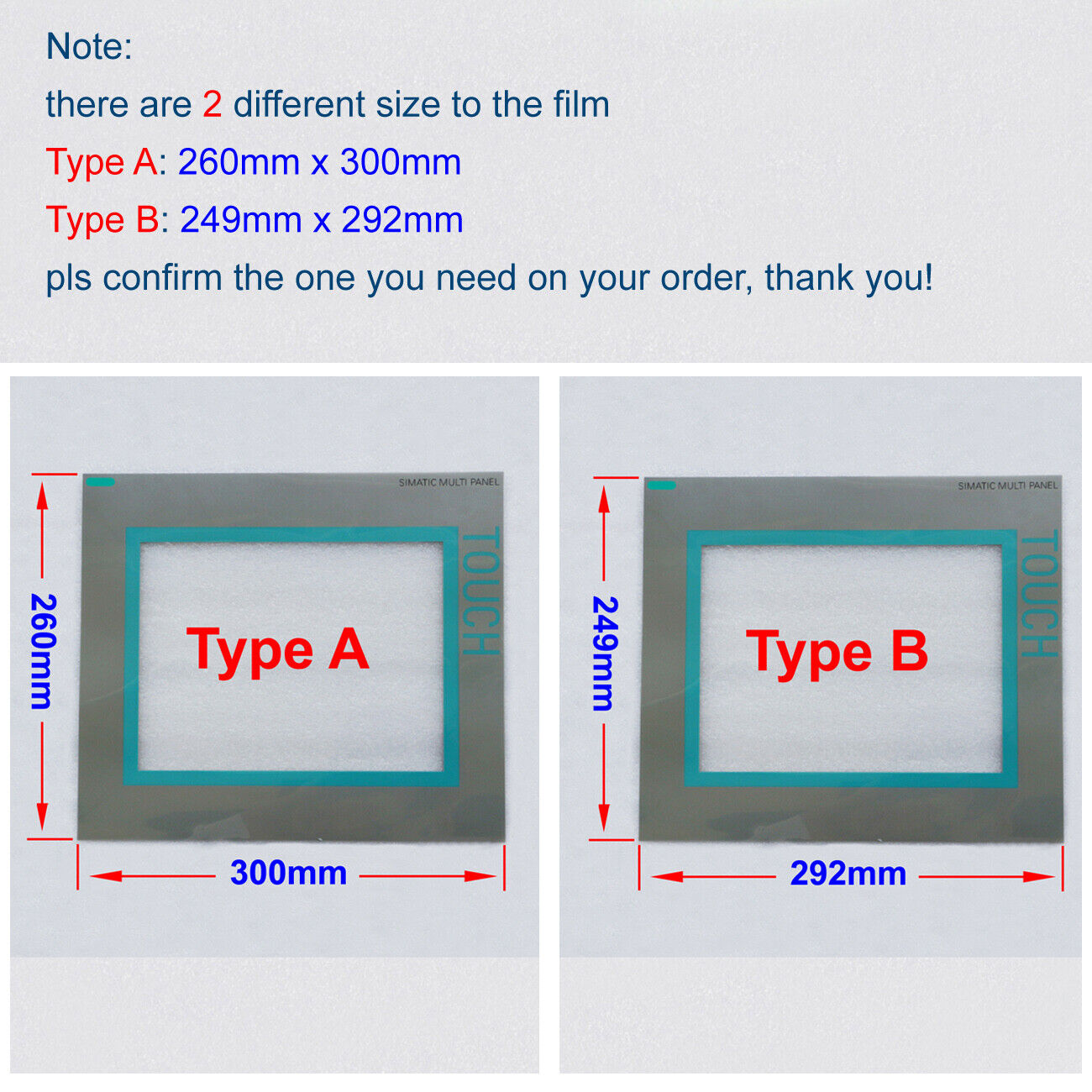 Film Fit for SIEMENS SIMATIC MULTI PANEL HMI MP277 10" Touch A5E02351639 Overlay