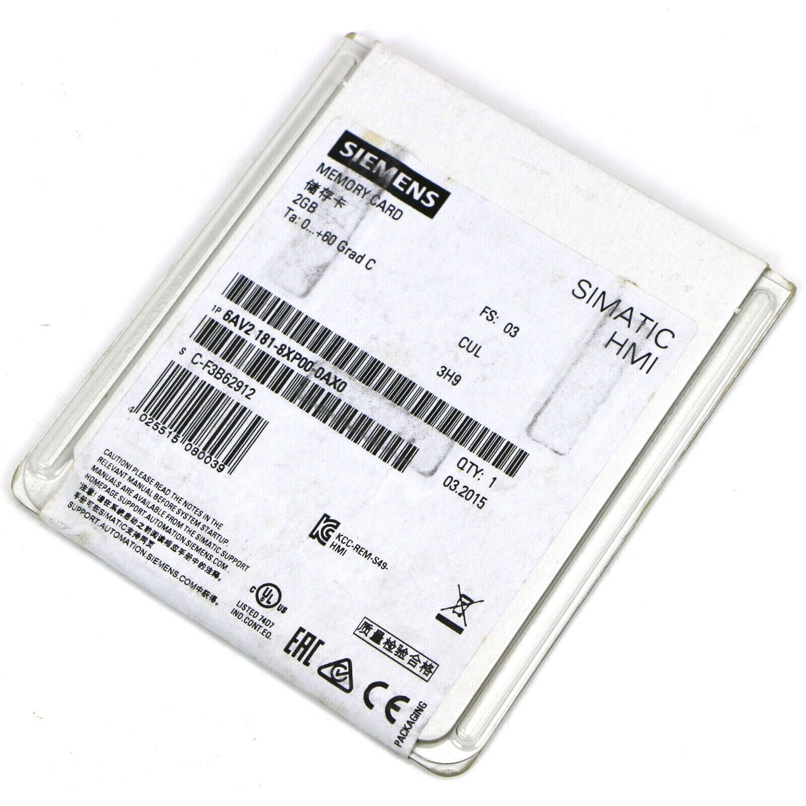 New Siemens 6AV2181-8XP00-0AX0 SIMATIC SD memory card 2 GB 6AV2 181-8XP00-0AX0