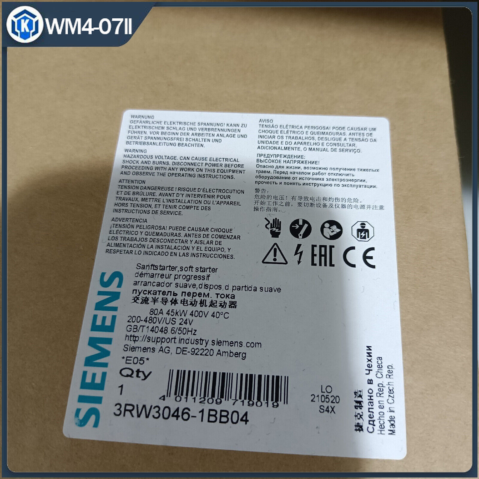 1PCS NEW Siemens soft starter 3RW3046-1BB04 45KW FAST SHIP#XR