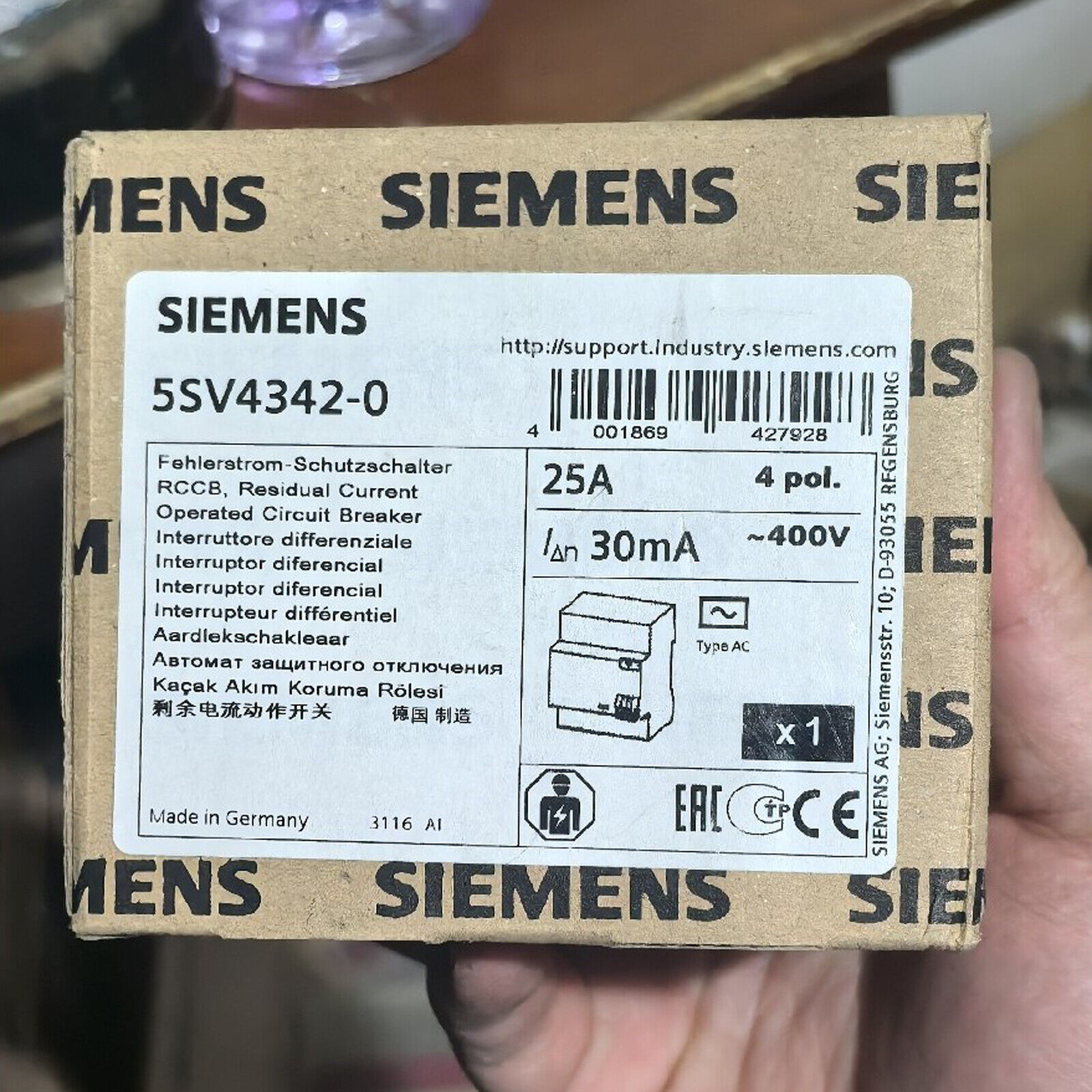 NEW Siemens leakage protection circuit breaker 5SV4342-0 4P 25A free shipping