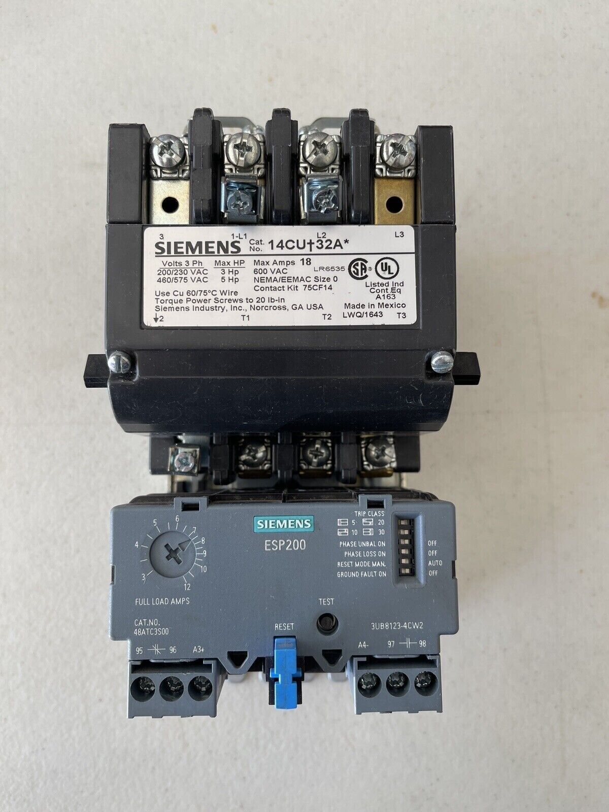 SIEMENS 14CU†32A* SIZE 0 STARTER with ESP200