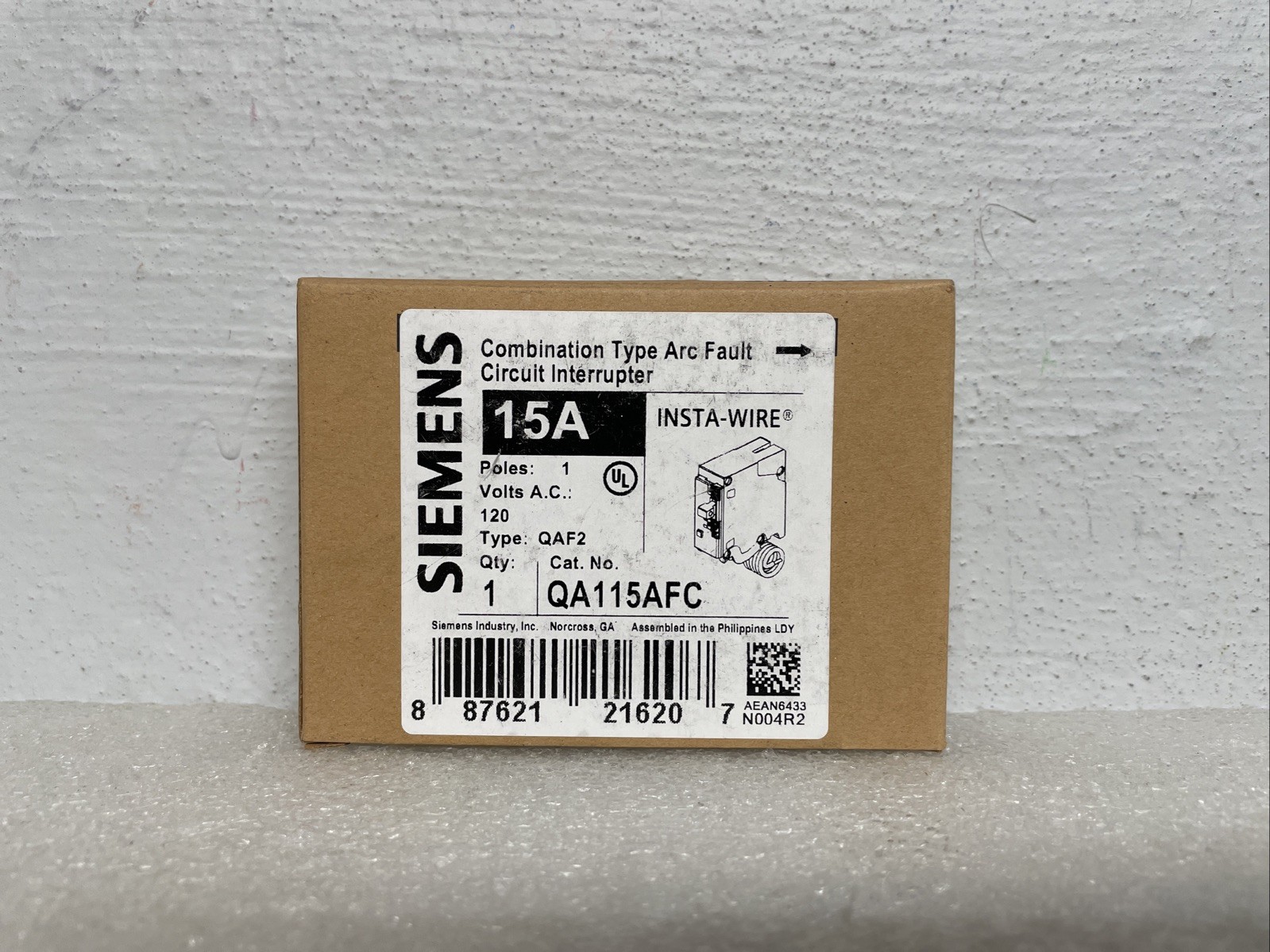 Siemens QA115AFC 15A Plug-On Combination Arc Fault AFCI Circuit Breaker New