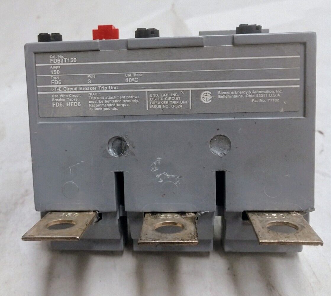 SIEMENS - FD63T150 LOW VOLTAGE SENTRON MOLDED CASE CIRCUIT BREAKER - Used