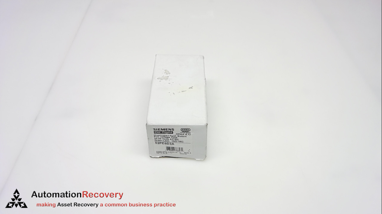 SIEMENS 52PE6D3A, PUSH BUTTON, ILLUMINATED, 24/28 VAC/VDC, GREEN, LED, N #244252