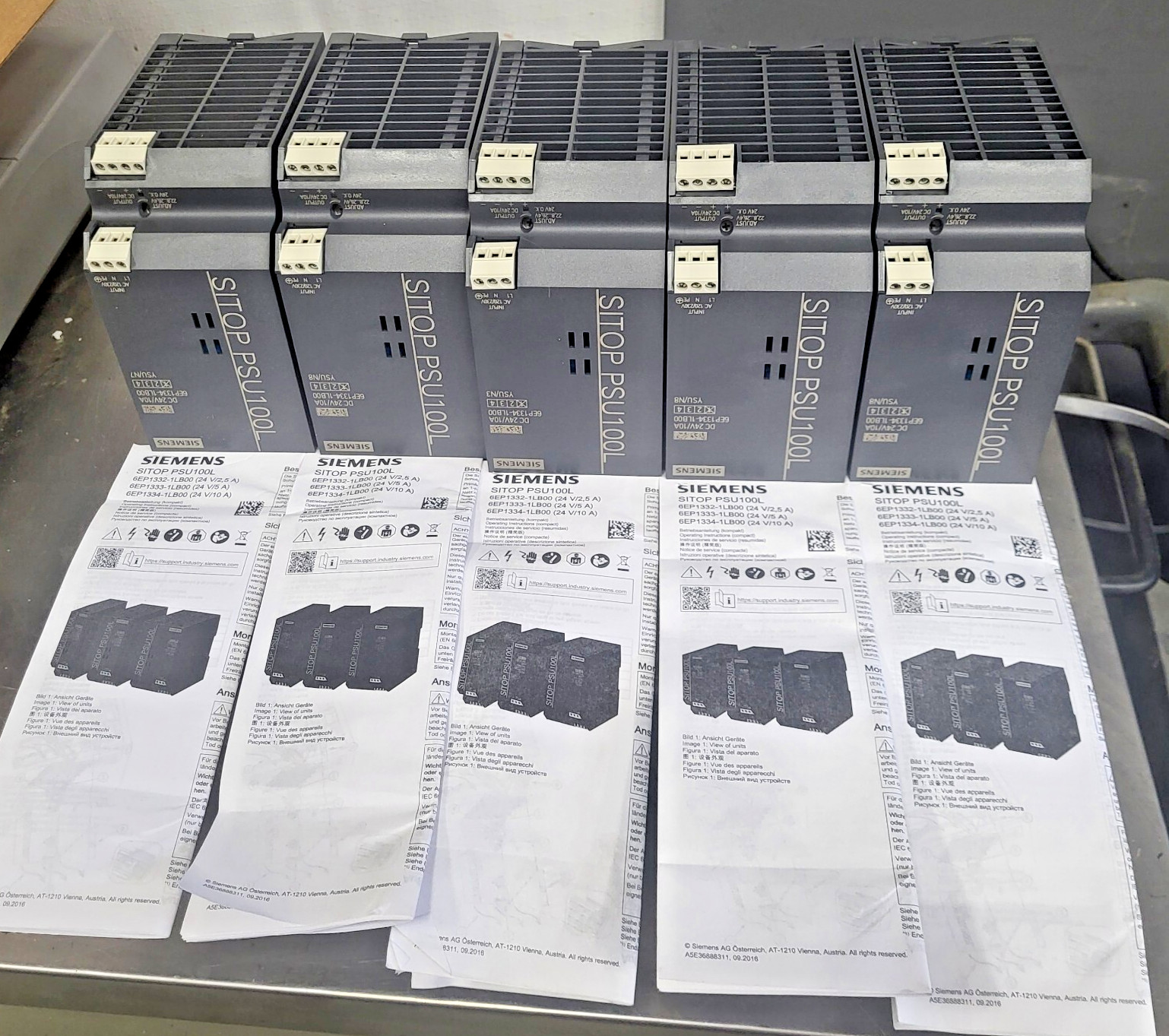 *5 pcs* Siemens SITOP PSU100L power supplies, 24vdc/10amp, 6EP1334-1LB00