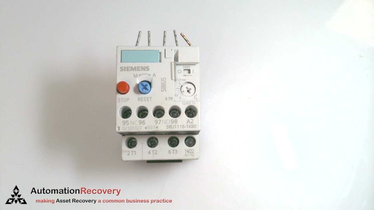 SIEMENS 3RU1116-1KB0, OVERLOAD RELAY,  CONTACT CURRENT RATING: 12A #325768