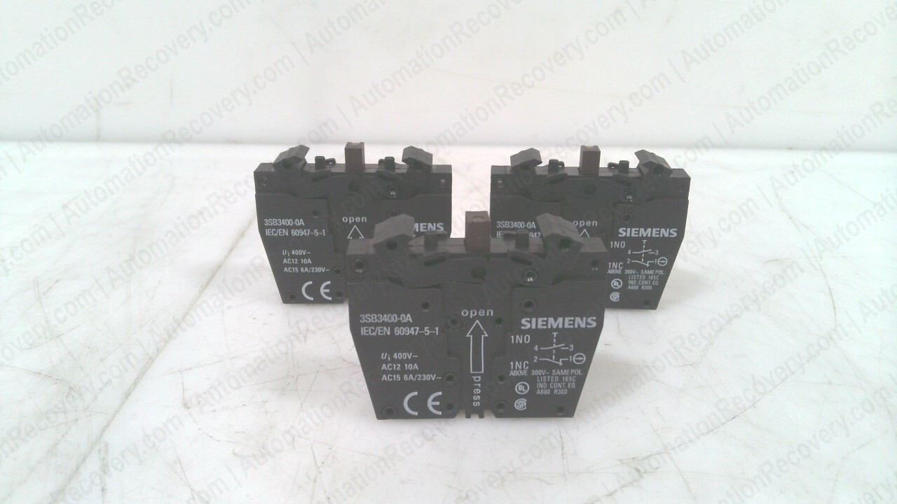 SIEMENS 3SB3400-0A, CONTACT BLOCK W/ 2 CONTACT ELEMENTS, SEE DESC #331871