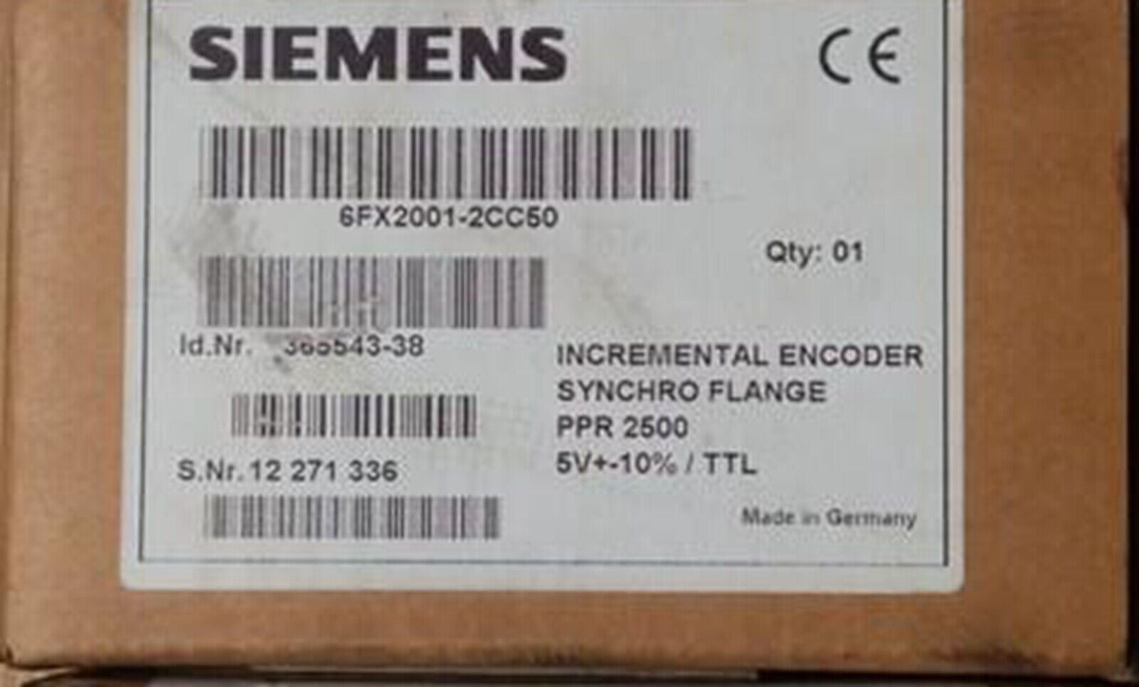 NEW Siemens 6FX2001-2CC50 PLC Incremental Encoder w/ RS 422 (TTL) 2500 P/R
