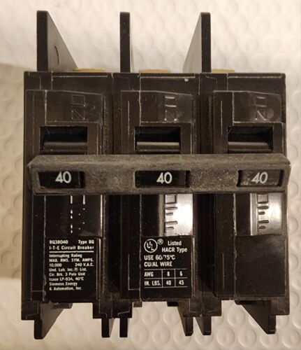 New, Siemens BQ3B040, 40 Amp, 3 Pole, 240V, Bolt on Circuit Breaker