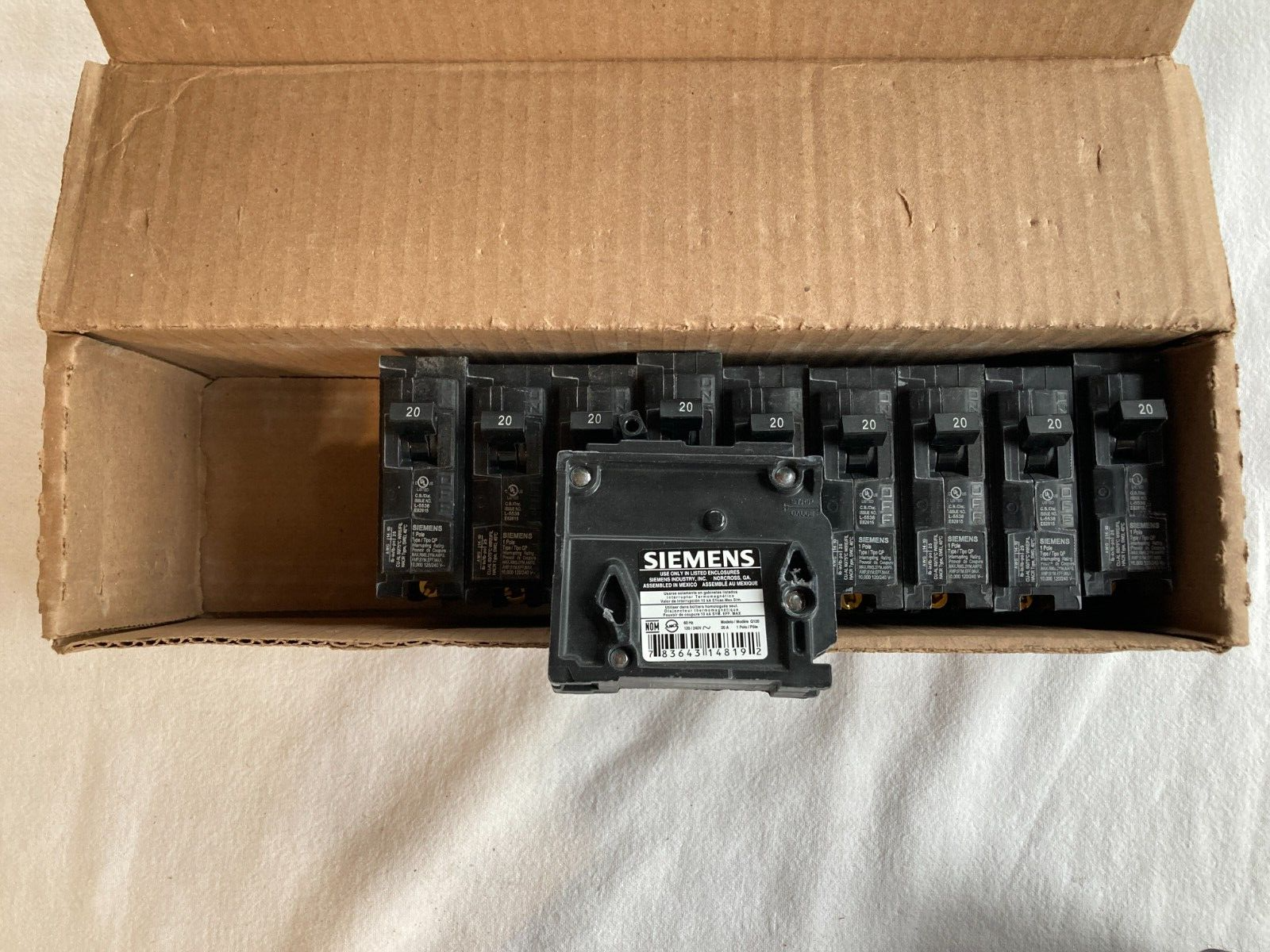 Siemens Q120 20A 1-Pole Type QP Circuit Breaker, 10/Bx