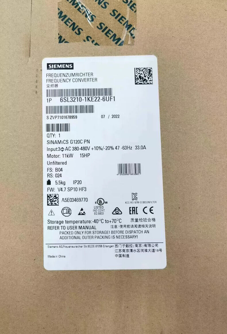 NEW Siemens 6SL3 210-1KE22-6UF1 6SL3210-1KE22-6UF1