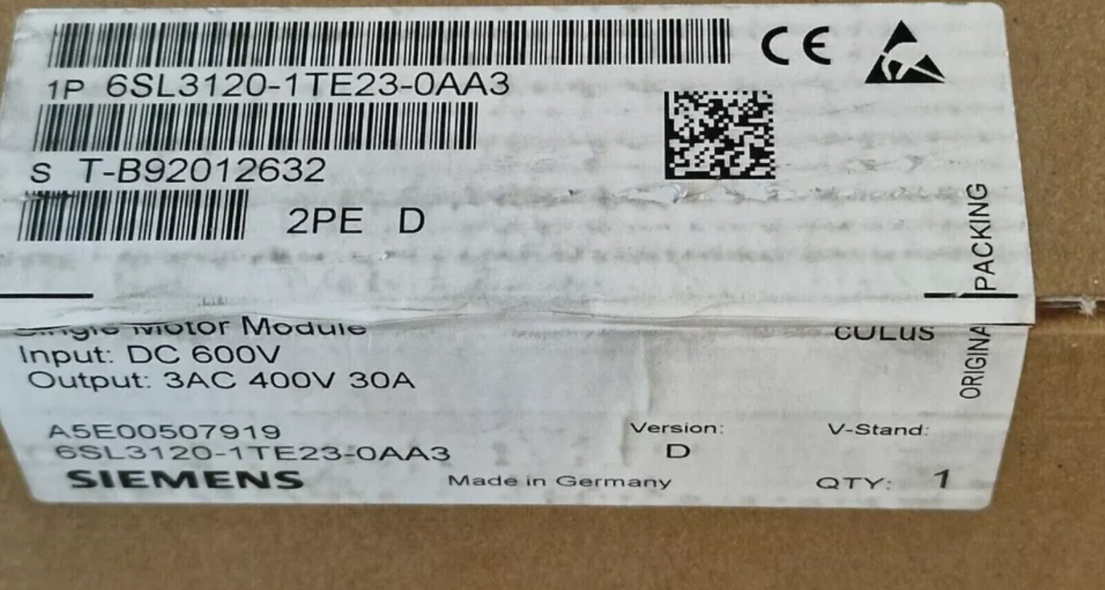 New Sealed 6SL3120-1TE23-0AA3 Dual motor PLC Module SIEMENS 6SL3 120-1TE23-0AA3