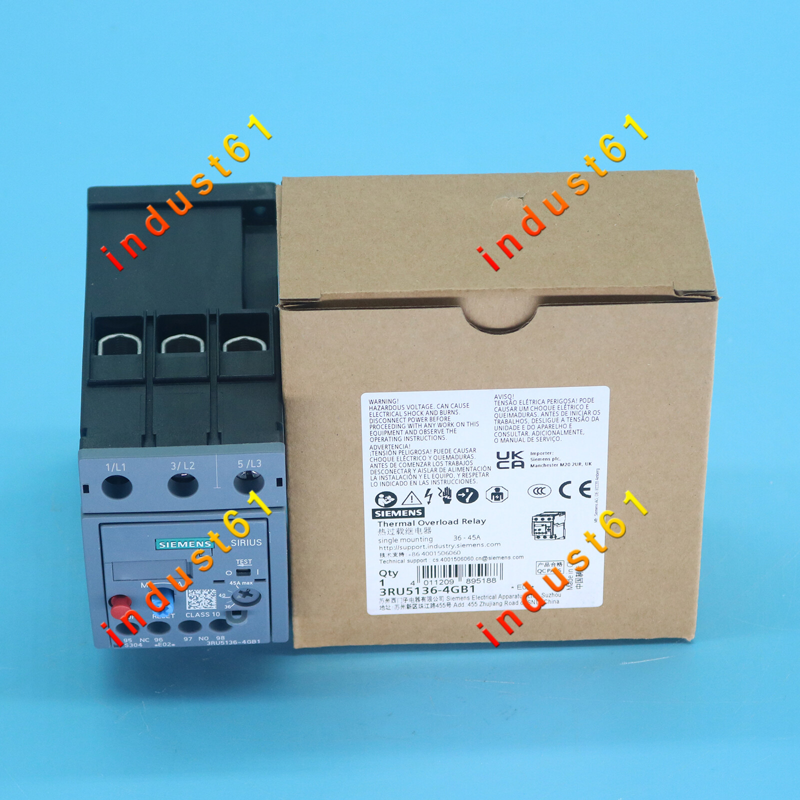 1pc New Siemens Thermal Overload Relay 3RU5136-4GB1 36-45A