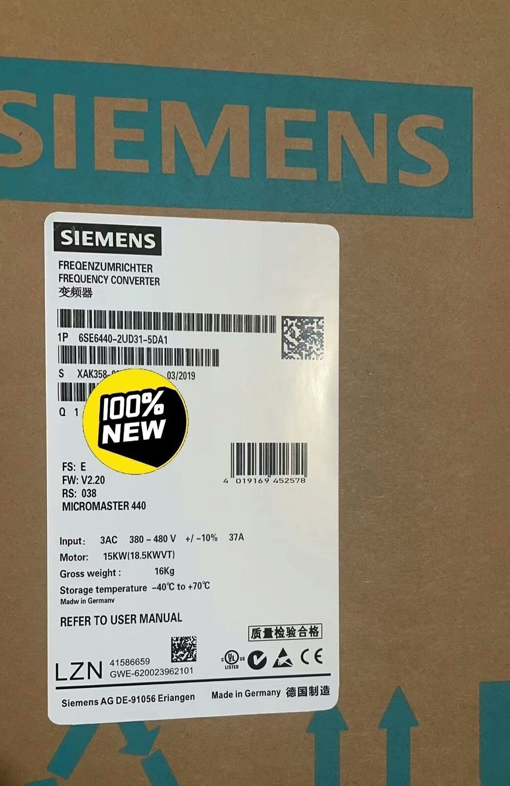 6SE6440-2UD31-5DA1 Brand New Siemens 6SE6 440-2UD31-5DA1 Free Shipping