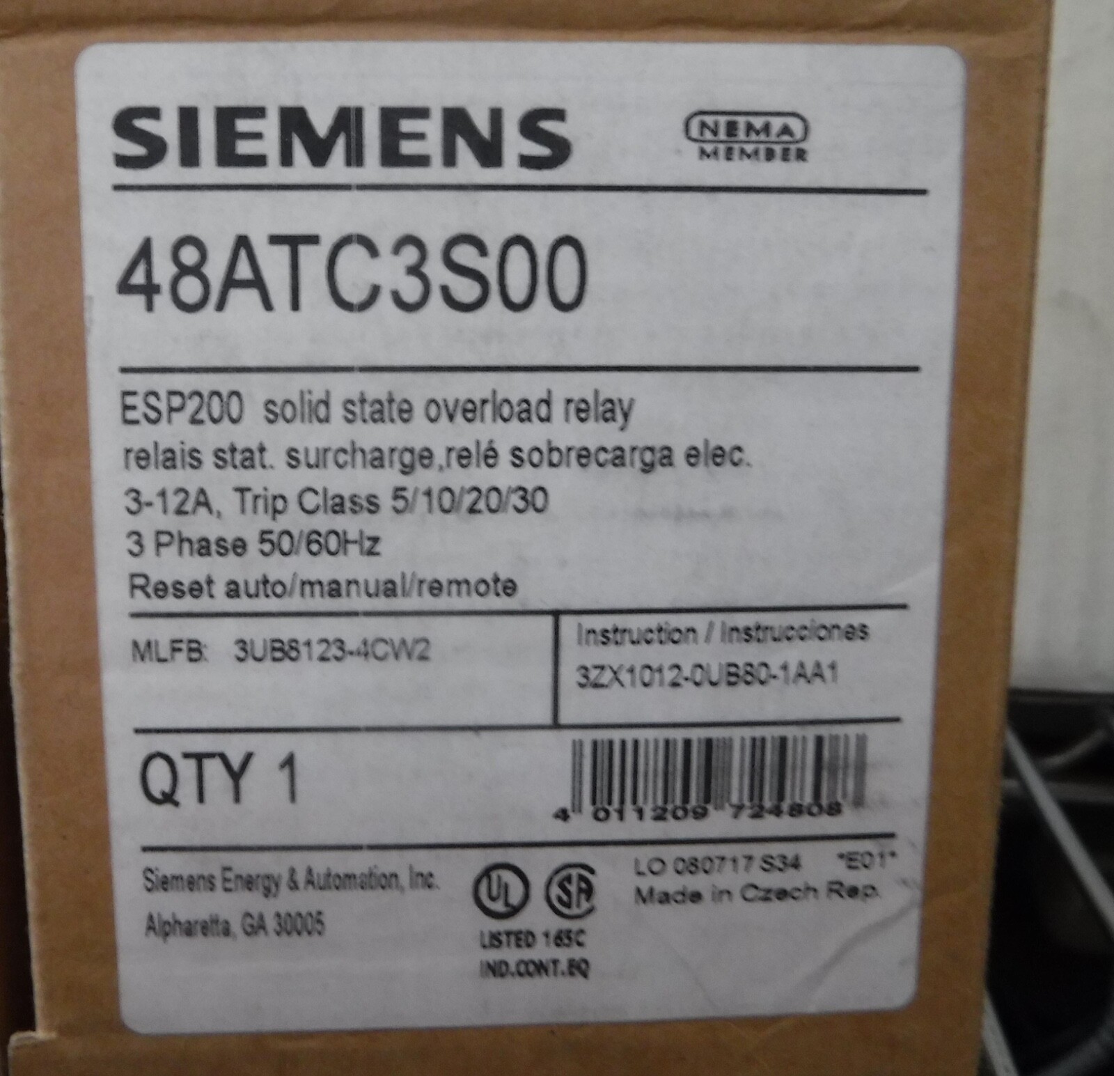 SIEMENS  48ATC3S00    UNINSTALLED COND   FREE SHIPPING