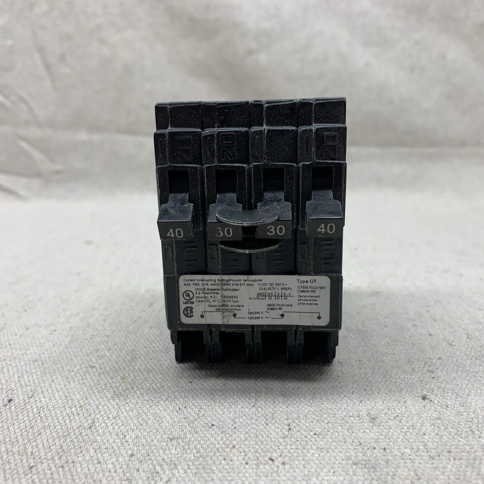 Siemens 40 Amp Double-Pole/30 Amp Double-Pole Circuit Breaker Quad Q24030CT2