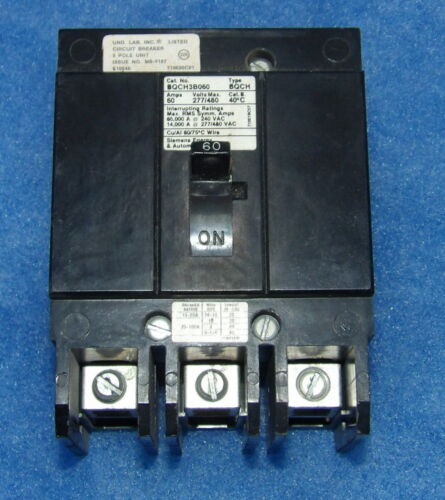Siemens BQCH3B060 60A 277/480V 3 Pole Circuit Breaker   1 Year Warranty