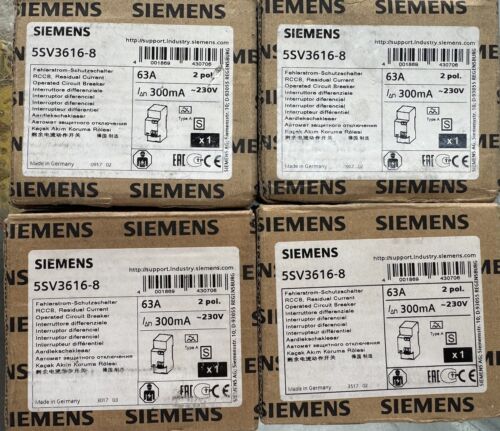 Lot Off 4 Units Siemens 5SV3616-8 Operated Circuit Breaker Differential 63amp