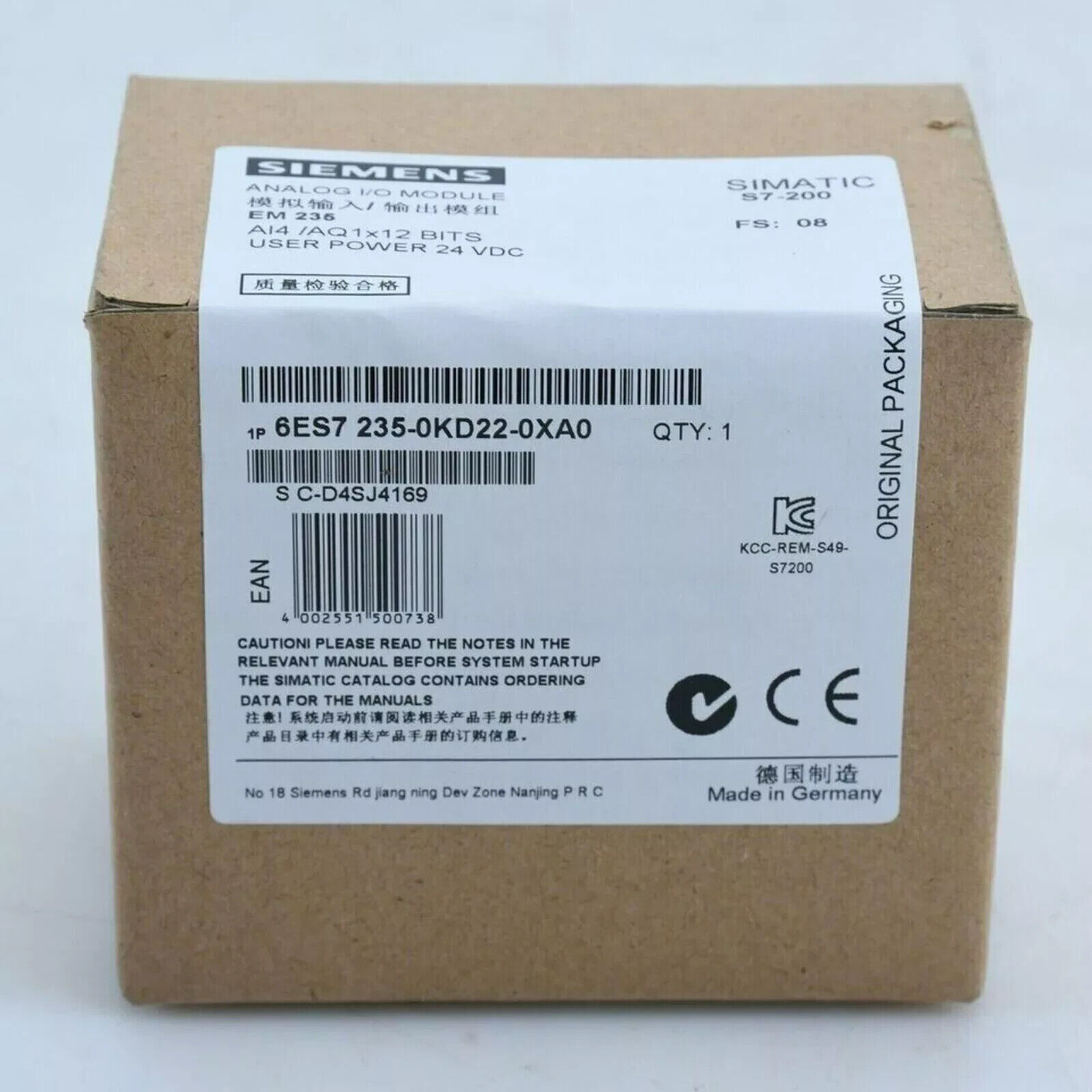 1pc In Box Siemens 6ES7235-0KD22-0XA0 / 6ES7235-0KD22-0XA0 PLC Module
