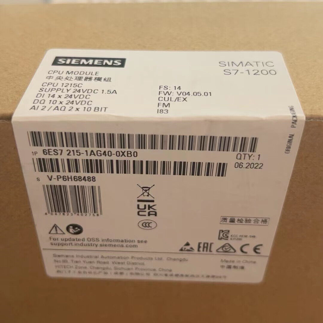 6ES7 215-1AG40-0XB0  New Siemens 6ES72151AG400XB0 Simatic S7-1200 CPU Module 