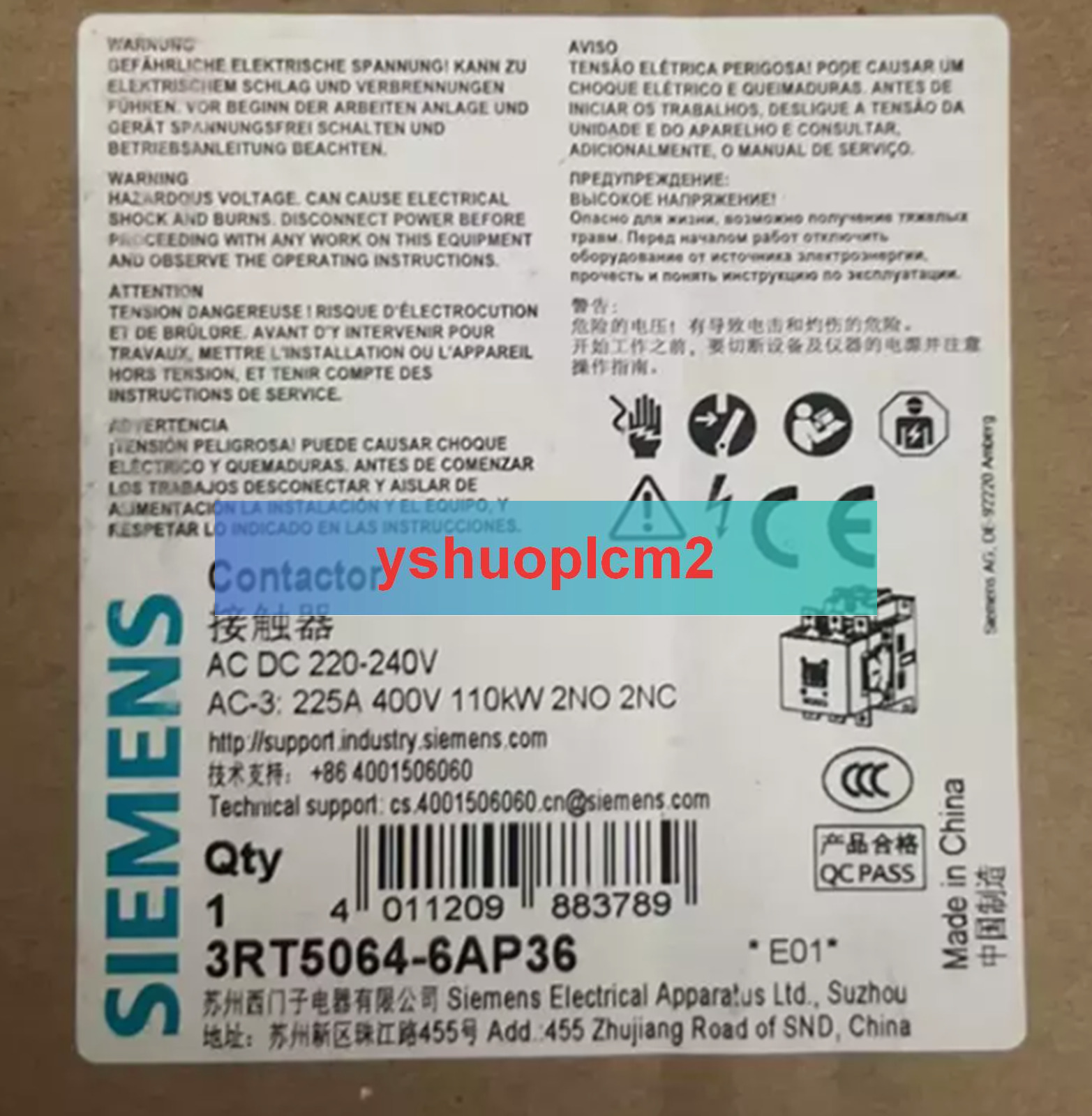 NEW Siemens 3RT5064-6AP36 Contactor 220-240VAC/DC