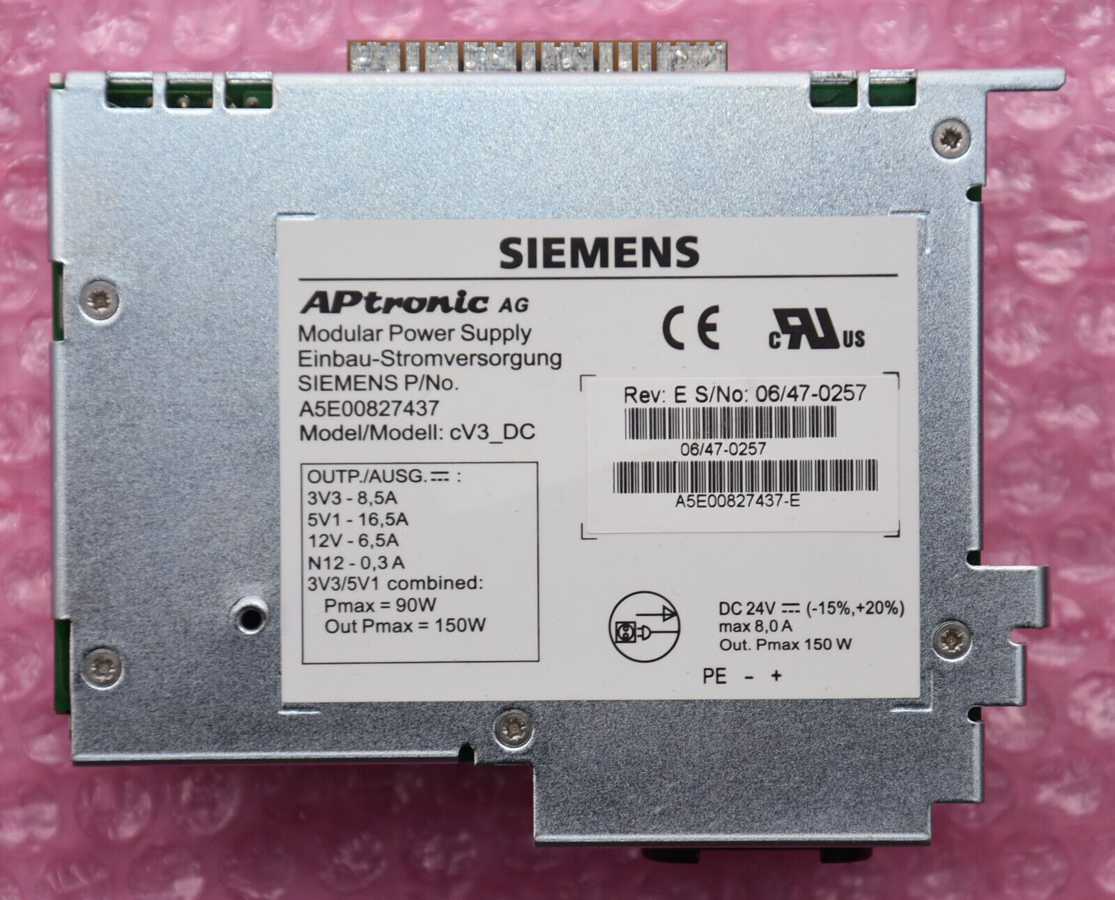 Siemens Simatic PC / A5E00827437 - E / cV3_DC / PC Power Supply / APtonic AG