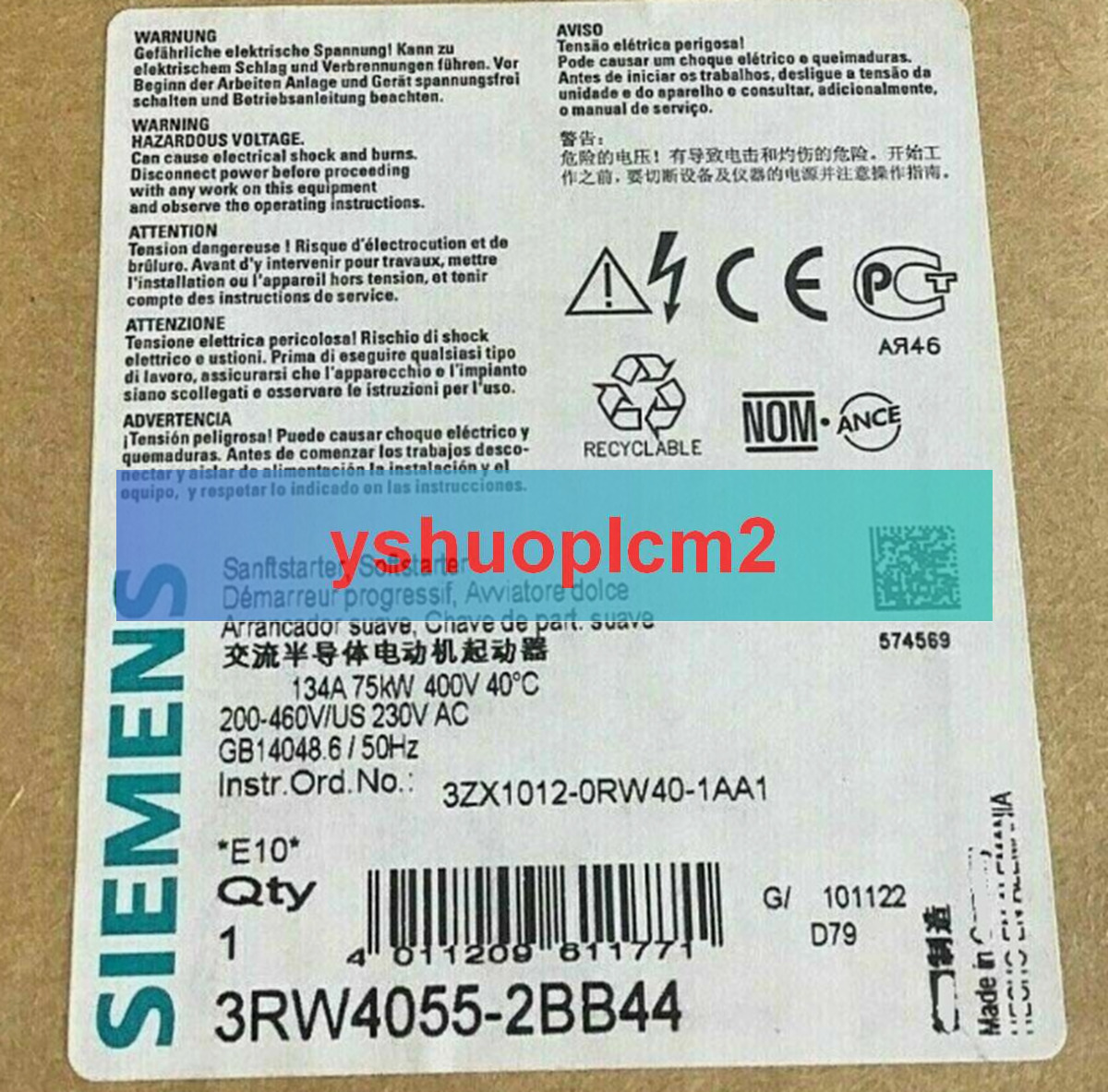 NEW IN BOX SIEMENS 3RW4055-2BB44