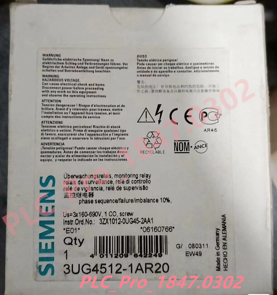 3UG4512-1AR20 1PCS Brand New Siemens 3UG4 512-1AR20 Quality Assurance  Fast ship