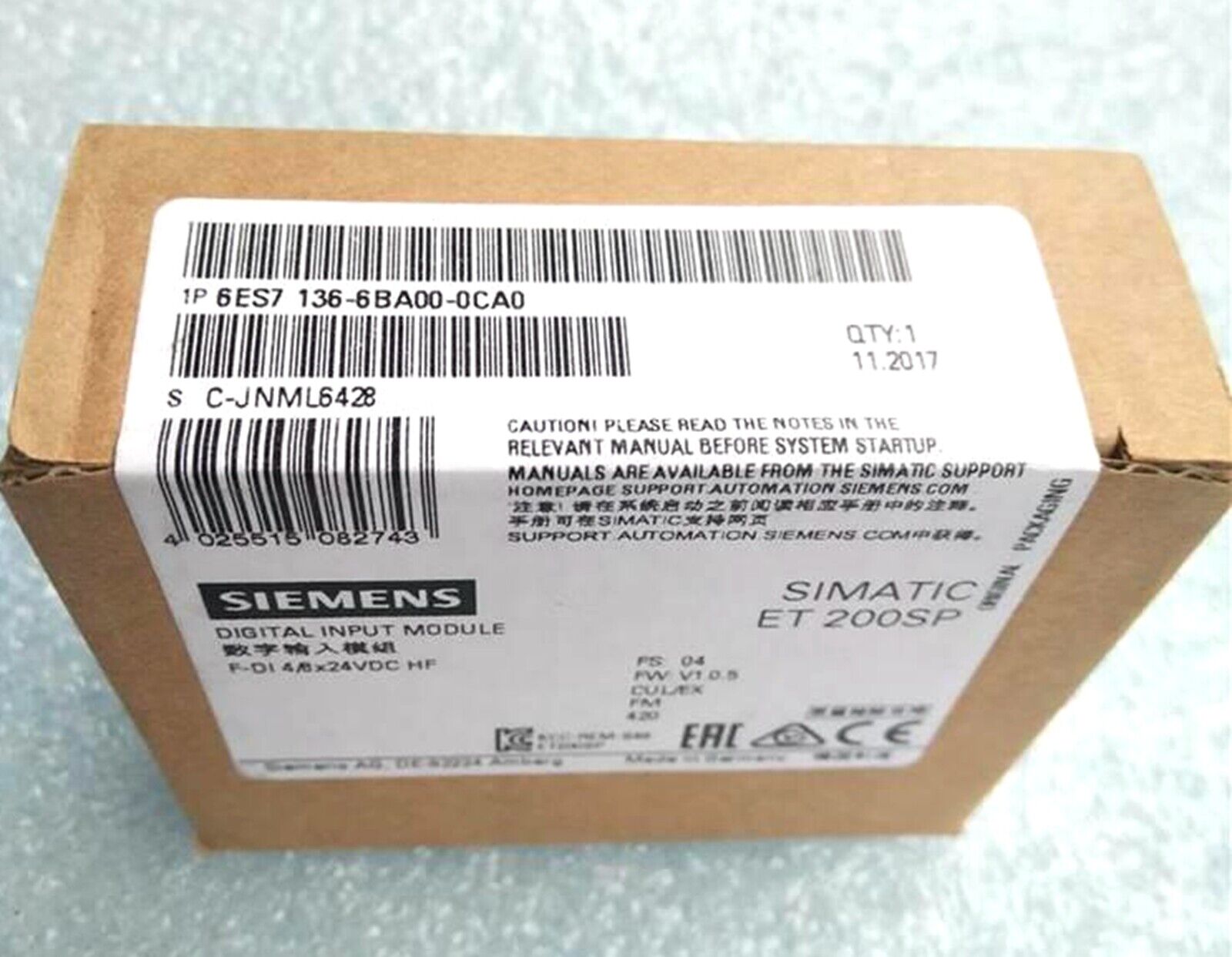 6ES7 136-6BA00-0CA0 New Siemens Digital Input Module 6ES71366BA000CA0