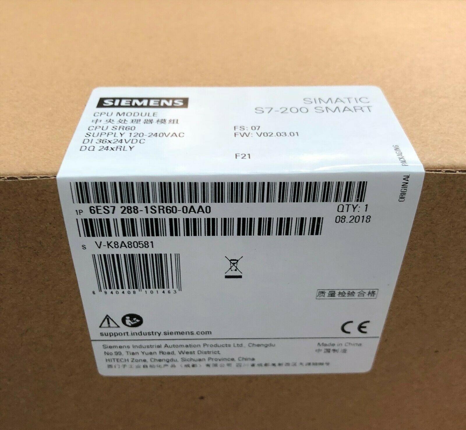 1PC Siemens 6ES7288-1SR60-0AA0 CPU 6ES7 288-1SR60-0AA0 PLC Module New In Box