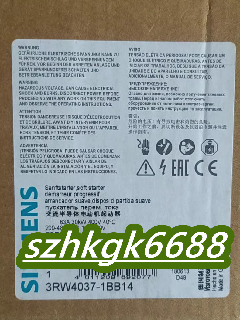  One New SIEMENS 3RW4037-1BB14 Soft Starter 3RW4037-1BB14 Expedited Shipping DHL