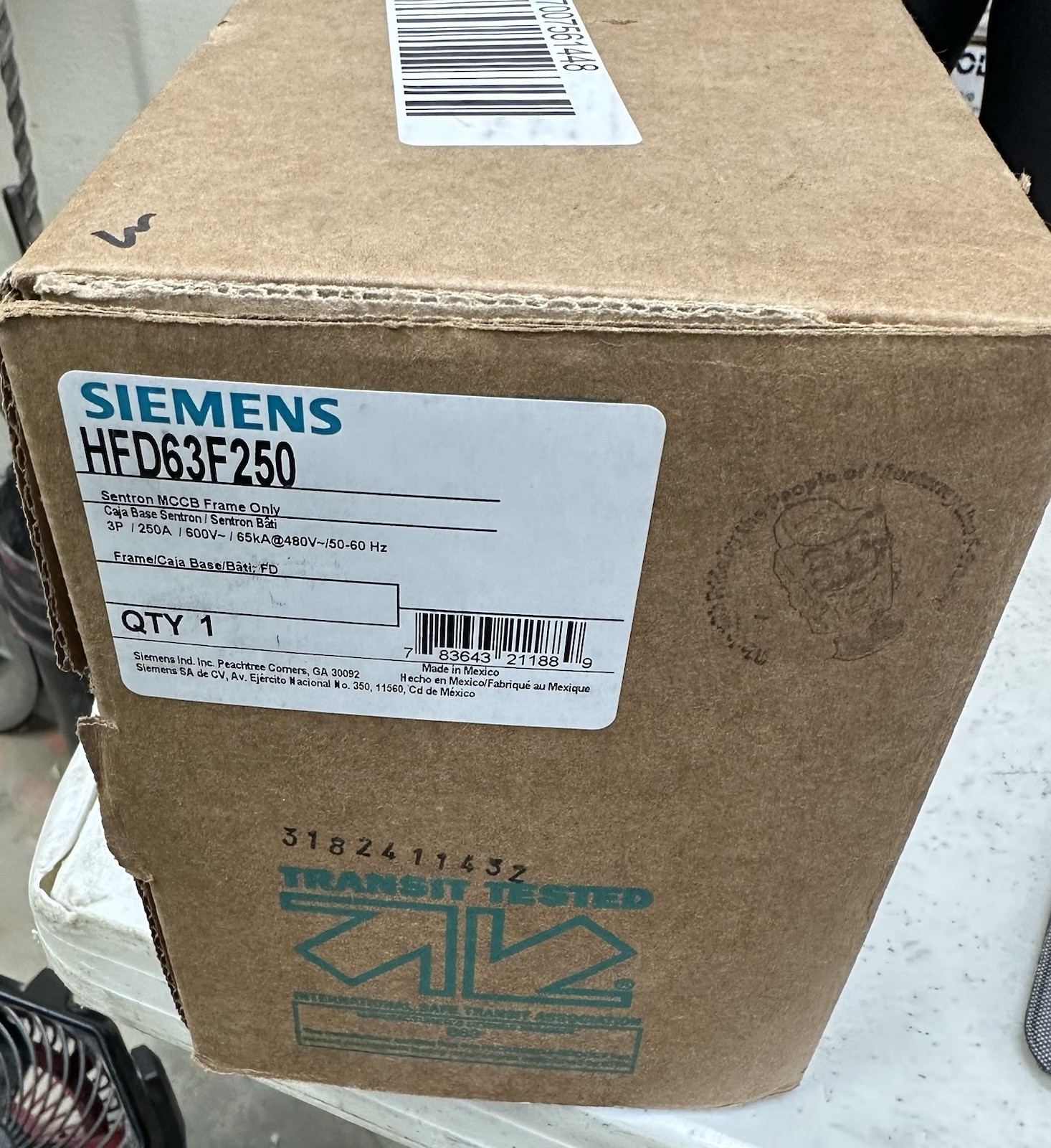 Siemens HFD63F250, 125 Amp Trip, 600 Volt, 3 Pole, Circuit Breaker -BRAND NEW