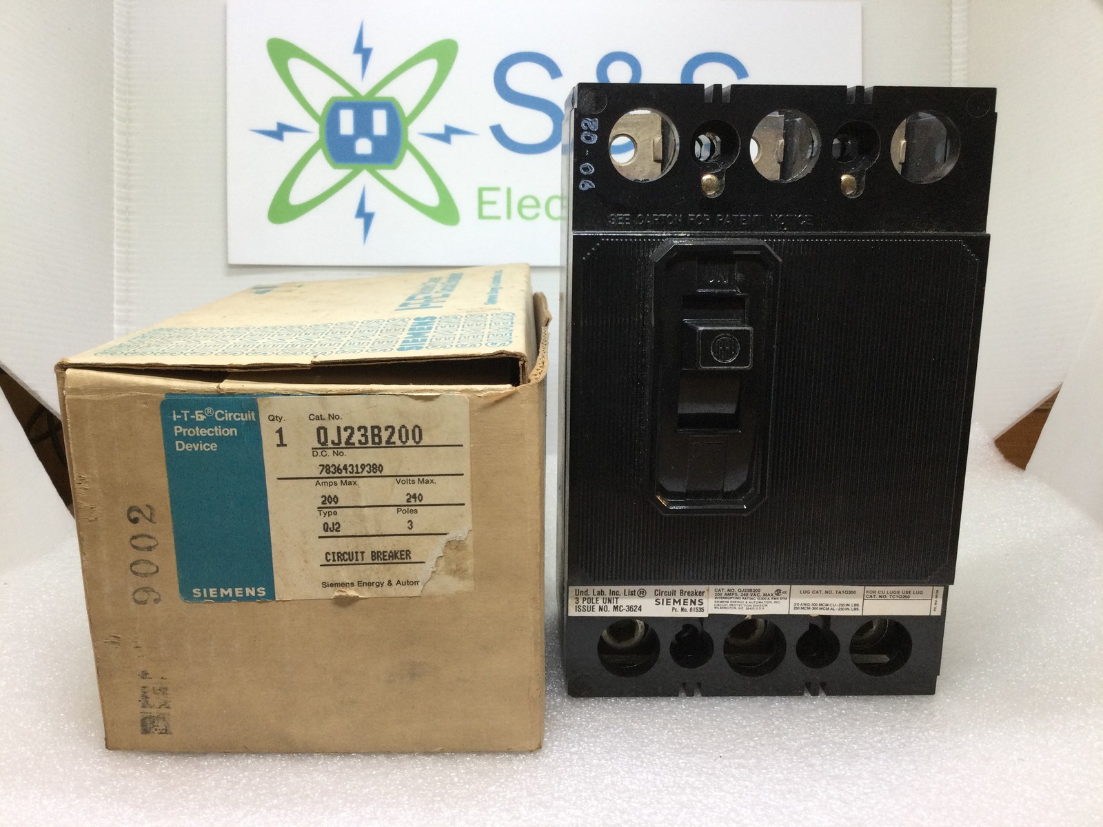 Siemens/ITE QJ23B200 3 Pole 200 Amp 240v Type QJ Circuit Breaker