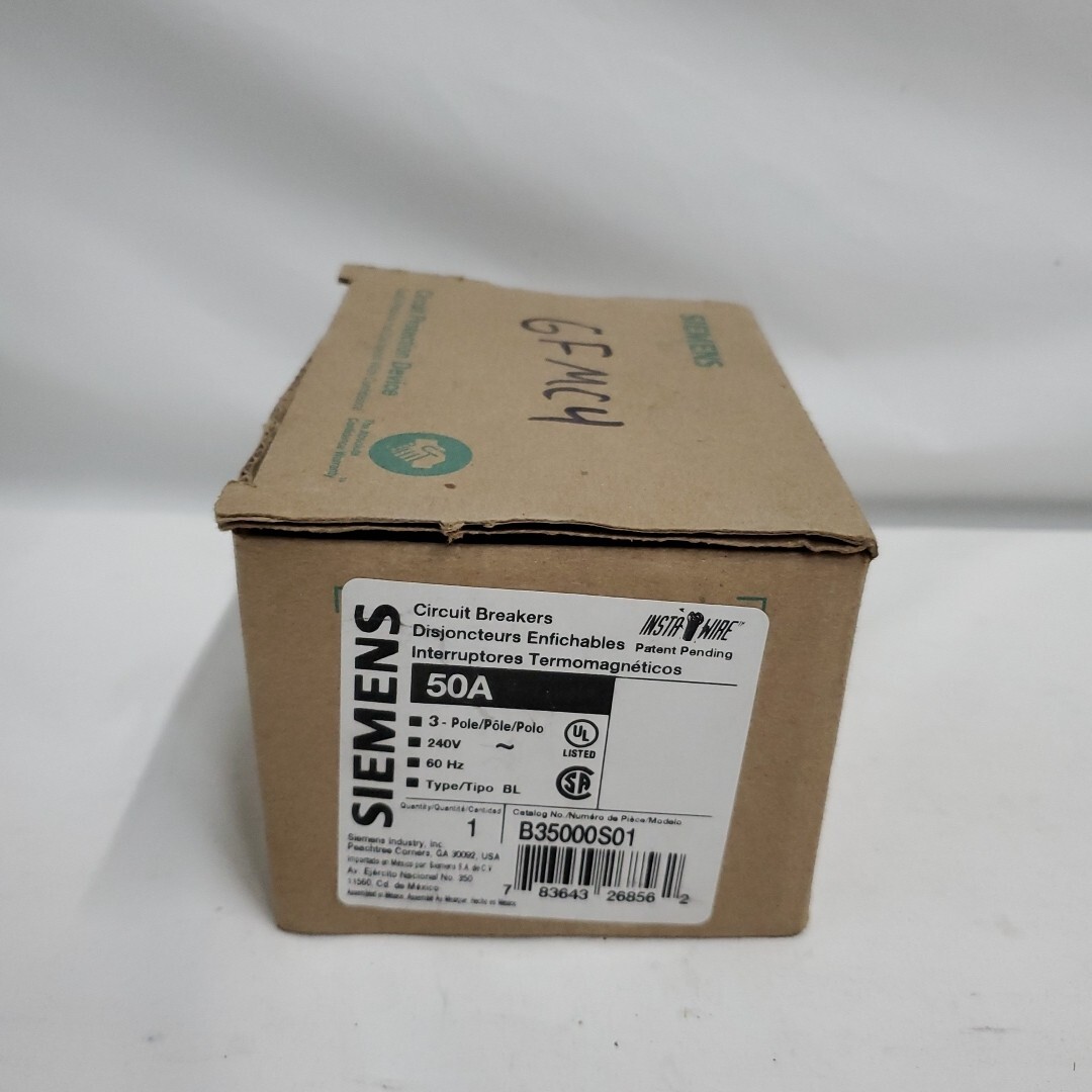 New Siemens B35000S01 50A 3-Pole Shunt Trip Bolt On Type BL Circuit Breaker