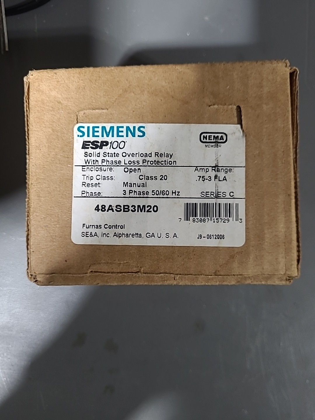 SIEMENS FURNAS ESP100 14DS-32A STARTER WITH 48ASB3M20 OVERLOAD RELAY