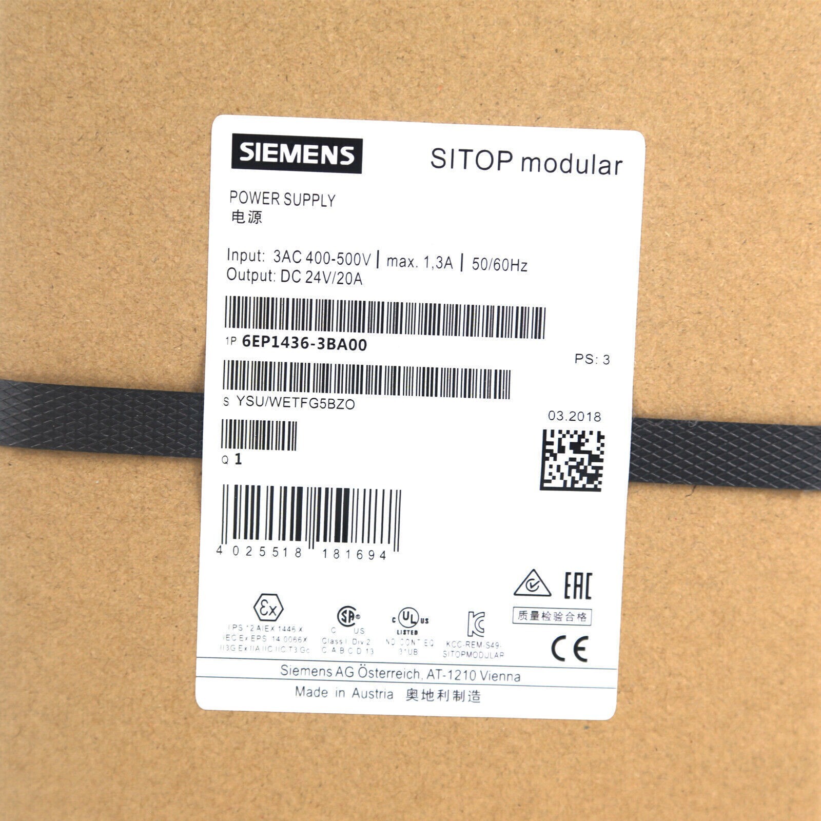 1PCS New SIEMENS 6EP1436-3BA00 20A  6EP1 436-3BA00 20A  Fast delivery