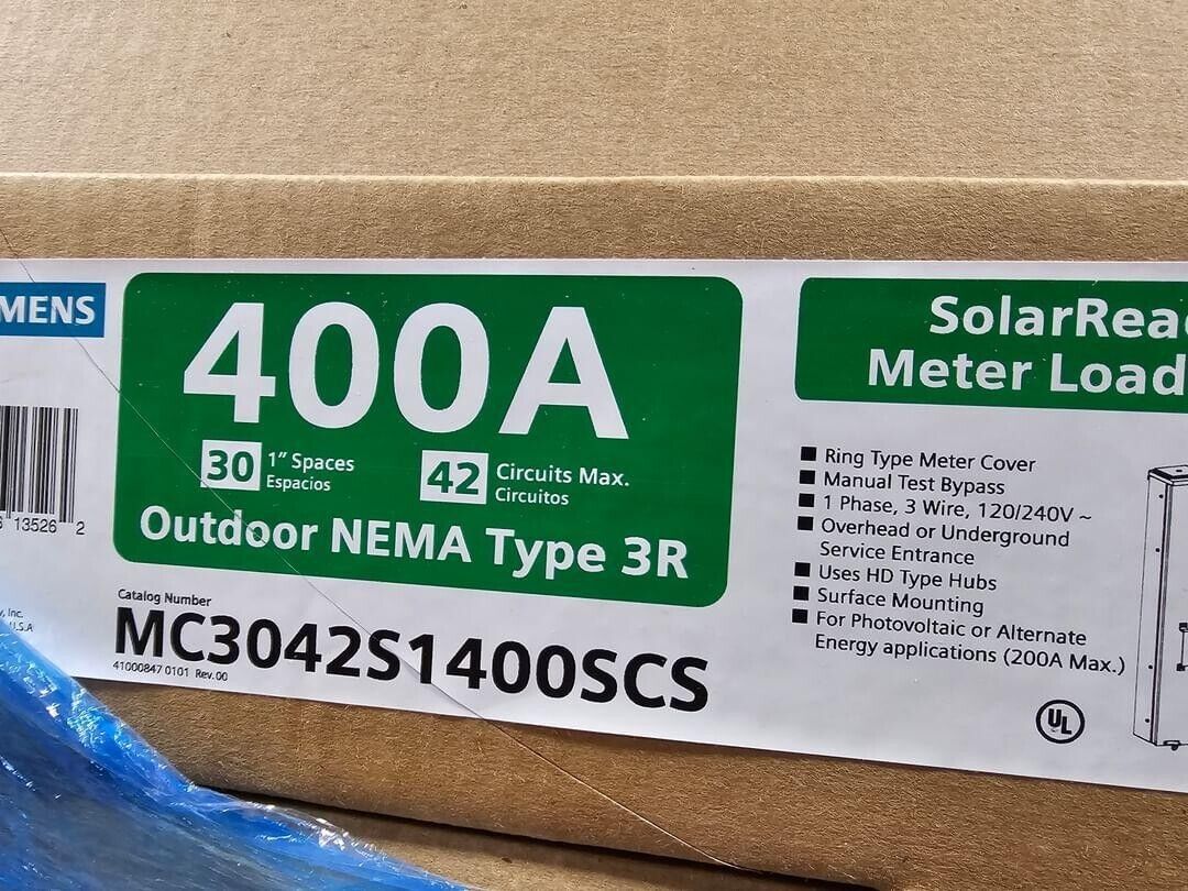 Siemens meter main combo MC3042S1400SCS solar ready surface mount OH/UG