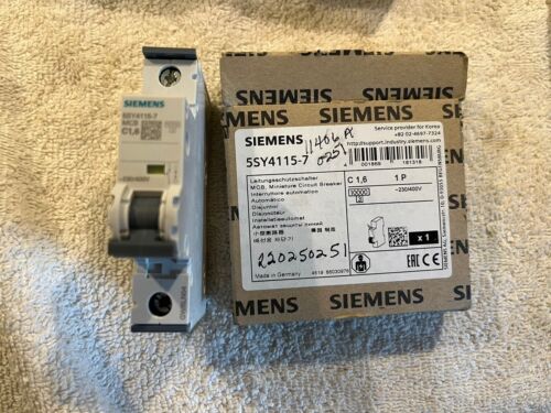 Siemens Circuit Breaker  5SY4115-7 MCB C1.6 230/400V 1 POLE 1.6 A AMP New