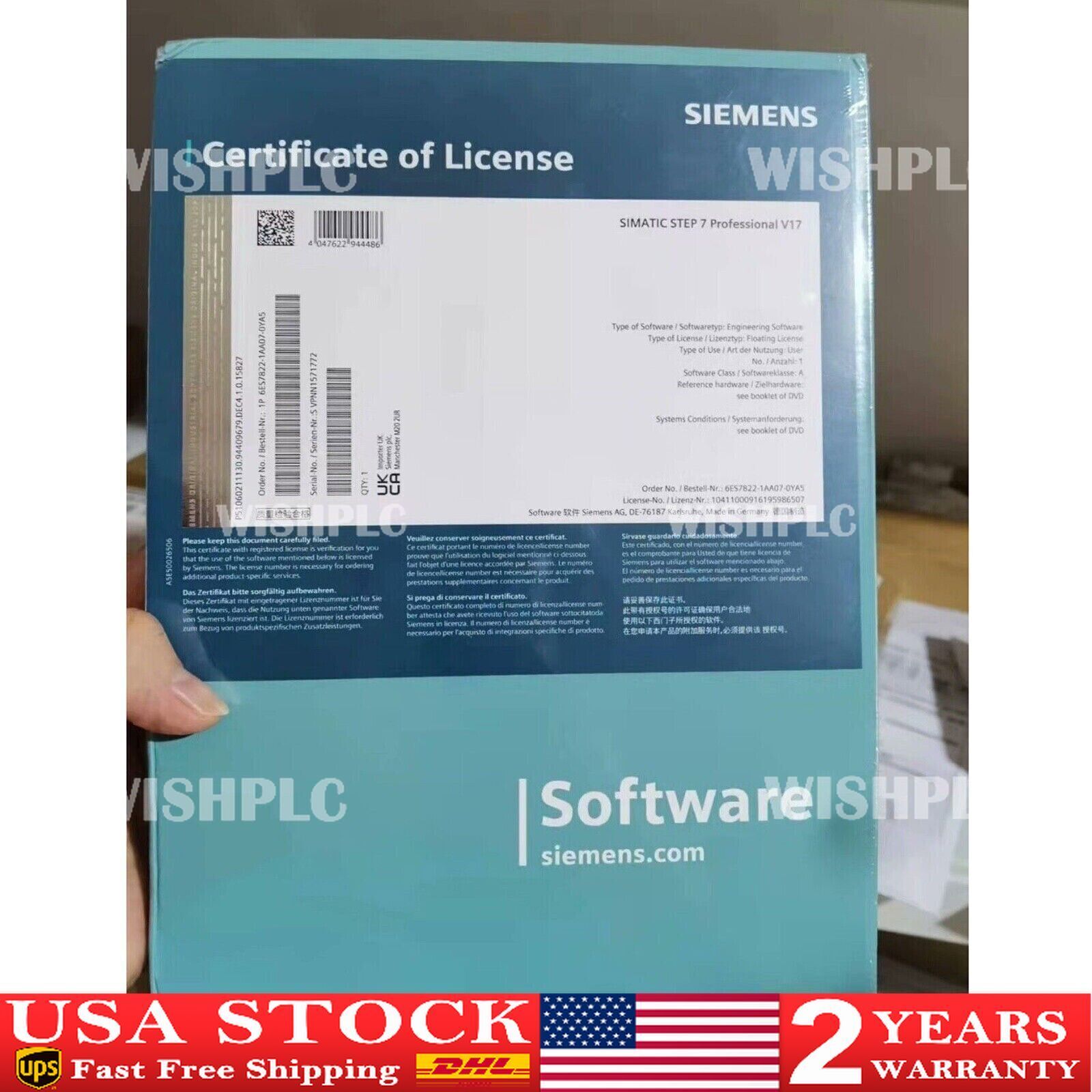 New Siemens STEP 7 Professional V17 6ES7822-1AA07-0YA5 6ES78221AA070YA5